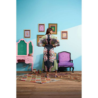 Papa Don't Preach by Shubhika Green A Summer Night Kaftan Dress With Slip