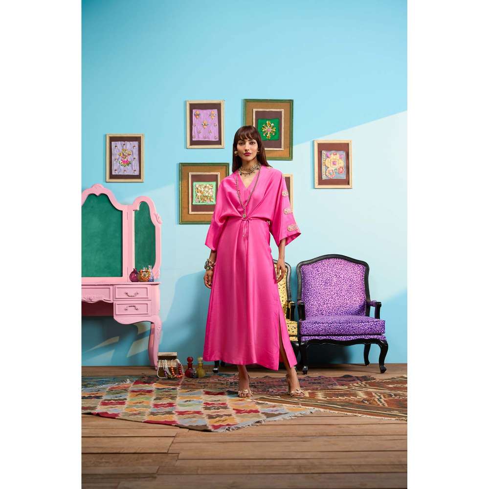 Papa Don't Preach by Shubhika Pink Not So Secret Kaftan Dress With Slip