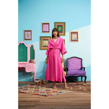 Papa Don't Preach by Shubhika Pink Not So Secret Kaftan Dress With Slip