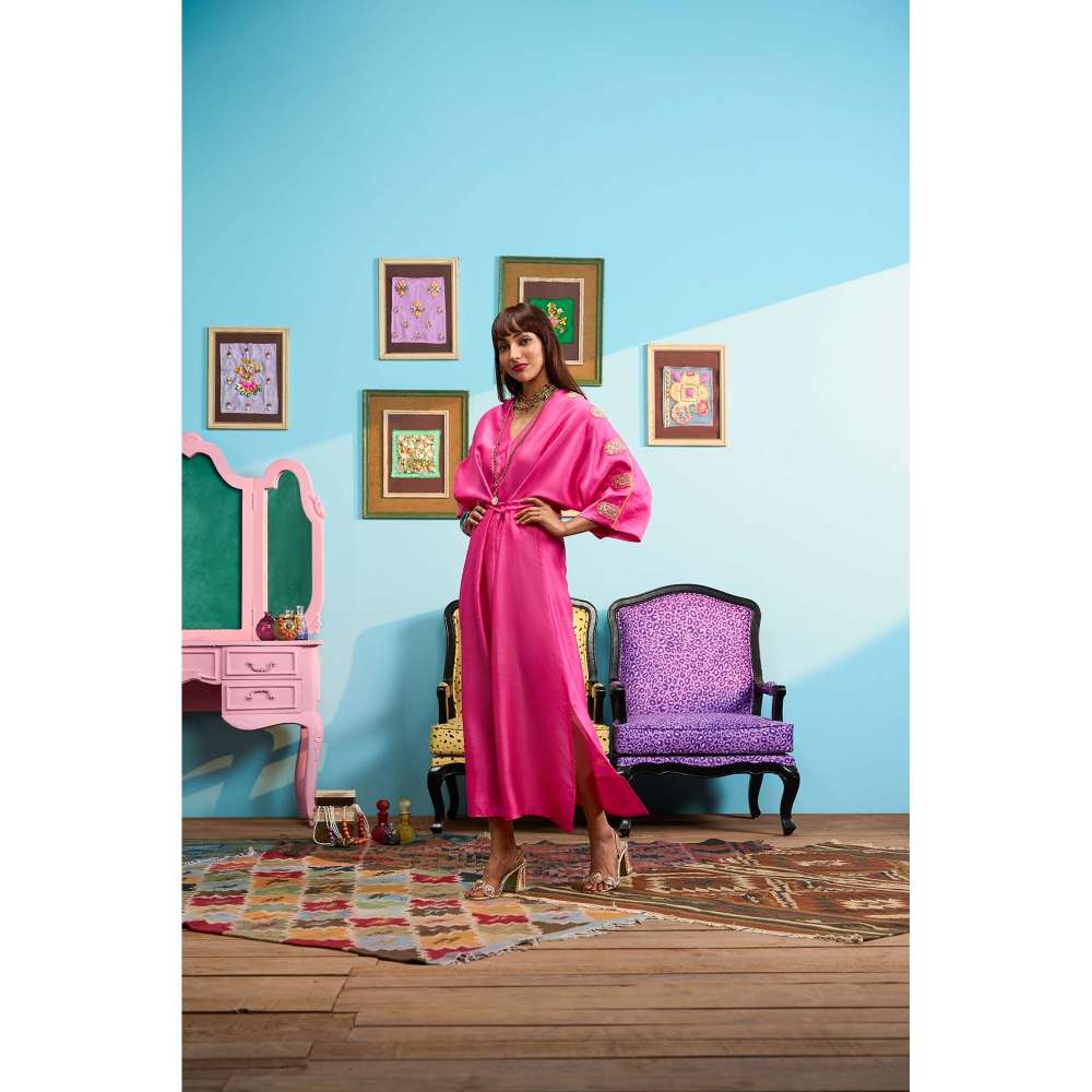 Papa Don't Preach by Shubhika Pink Not So Secret Kaftan Dress With Slip