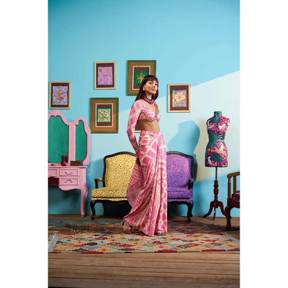 Papa Don't Preach by Shubhika Pink Blush Dynasty Pre-Draped Saree with Stitched Blouse