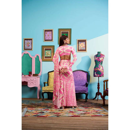 Papa Don't Preach by Shubhika Pink Blush Dynasty Pre-Draped Saree with Stitched Blouse