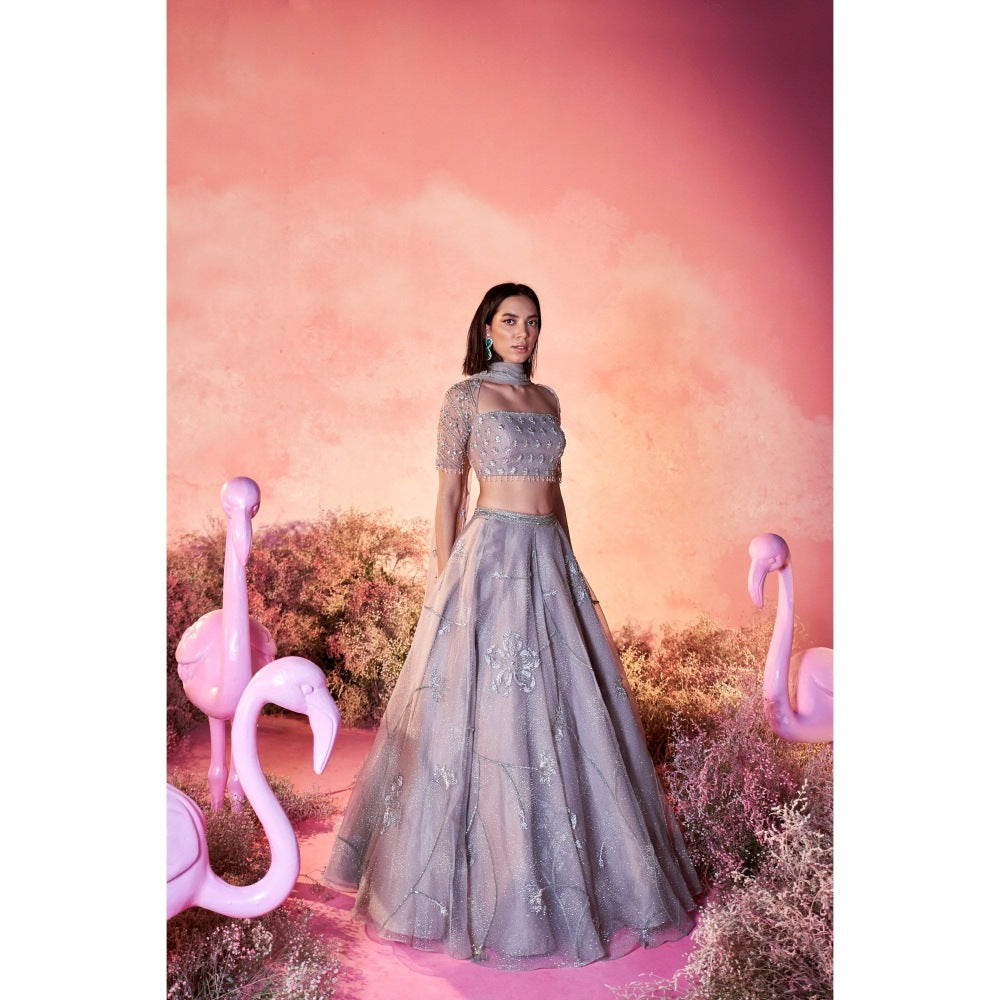 PARUL GANDHI Misty Blouse with Lehenga & Dupatta (Set of 3)