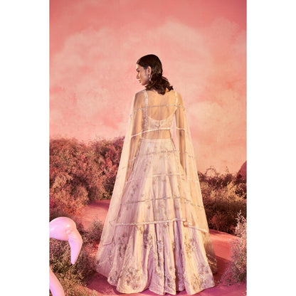 PARUL GANDHI Minar Pink Blouse with Lehenga & Dupatta (Set of 3)