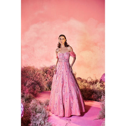 PARUL GANDHI Serina Embellished Peach Gown