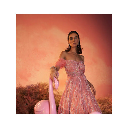 PARUL GANDHI Serina Embellished Peach Gown