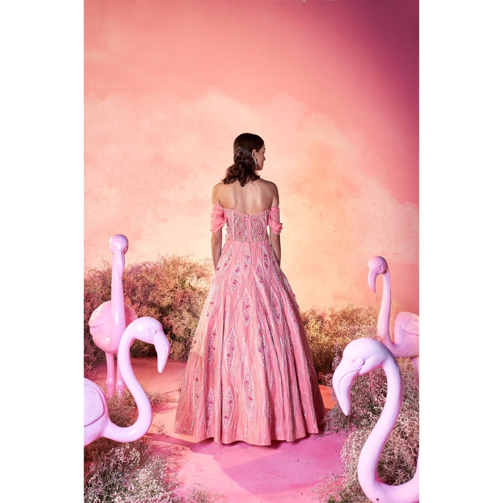 PARUL GANDHI Serina Embellished Peach Gown