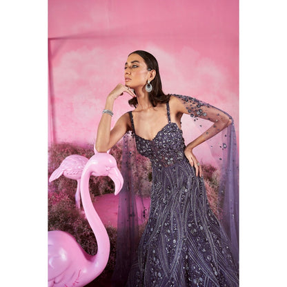 PARUL GANDHI Myra Embellished Purple Gown