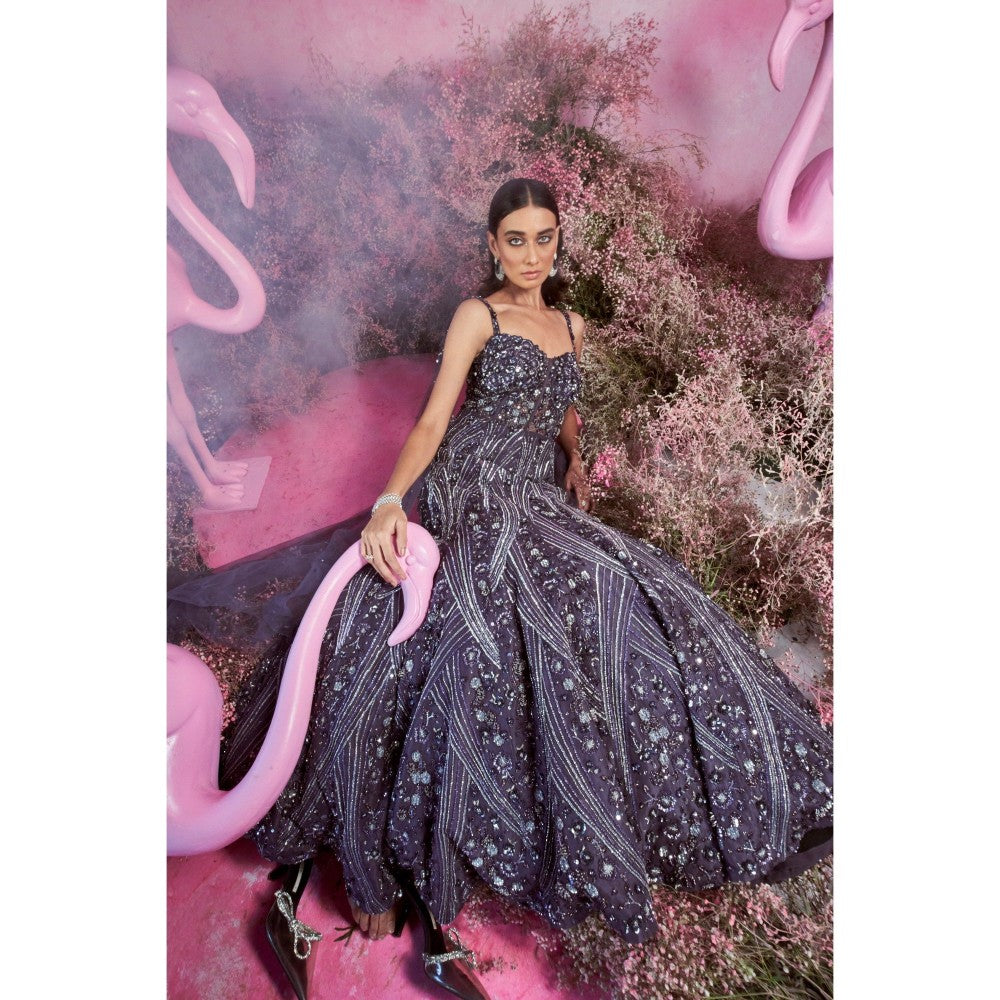 PARUL GANDHI Myra Embellished Purple Gown