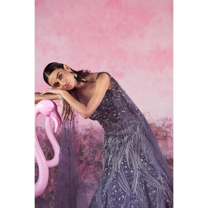 PARUL GANDHI Myra Embellished Purple Gown