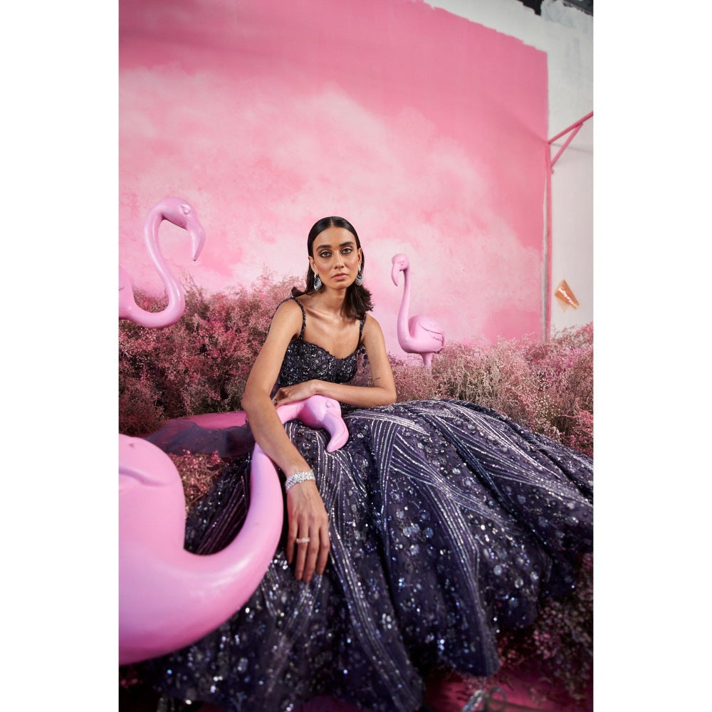 PARUL GANDHI Myra Embellished Purple Gown