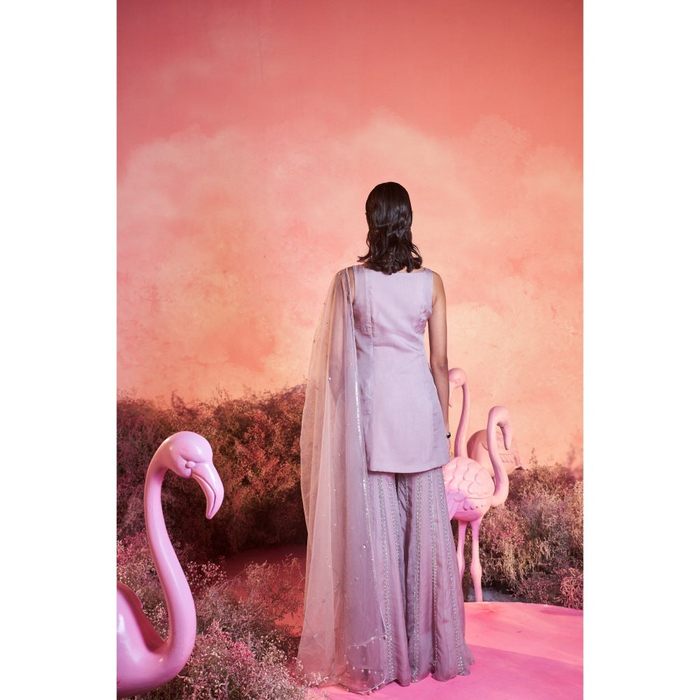 PARUL GANDHI Soft Lilac Kurti with Sharara & Dupatta (Set of 3)