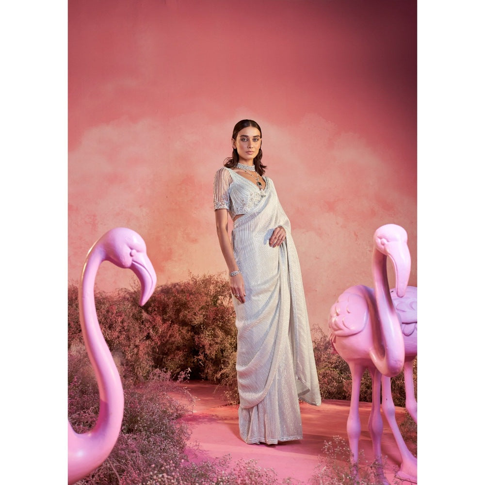 PARUL GANDHI Asma Zari Saree with Stitched Blouse with Stitched