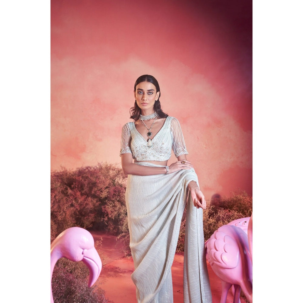 PARUL GANDHI Asma Zari Saree with Stitched Blouse with Stitched