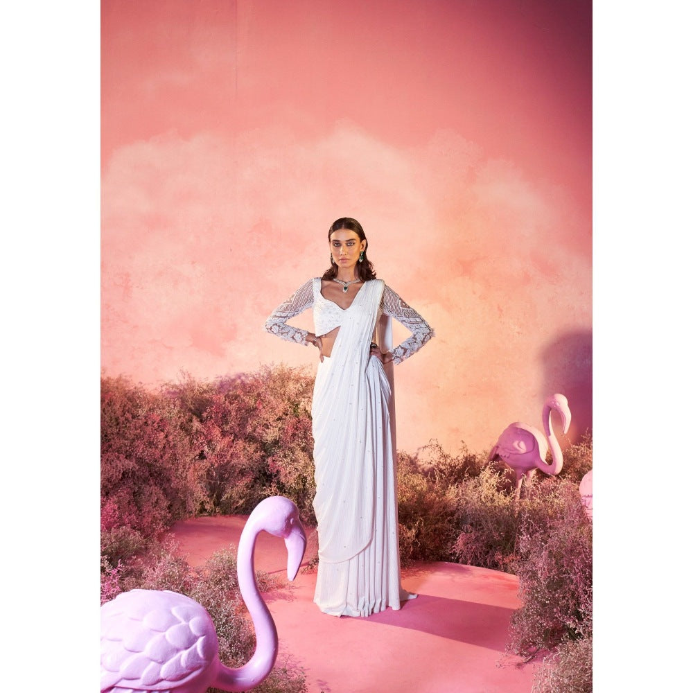 PARUL GANDHI Sitara Drape Saree with Stitched Blouse with Stitched