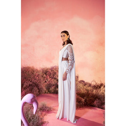 PARUL GANDHI Sitara Drape Saree with Stitched Blouse with Stitched