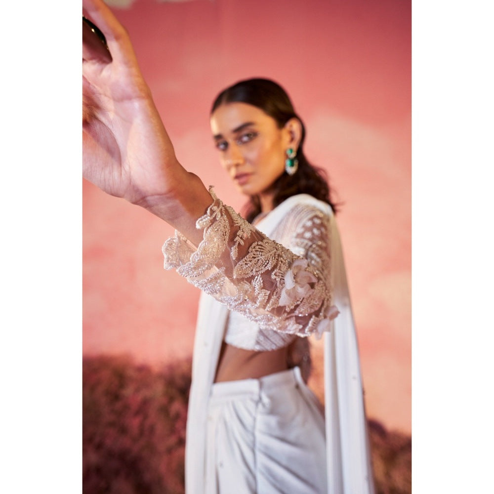 PARUL GANDHI Sitara Drape Saree with Stitched Blouse with Stitched