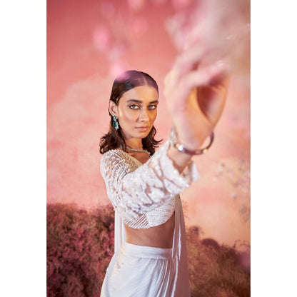 PARUL GANDHI Sitara Drape Saree with Stitched Blouse with Stitched