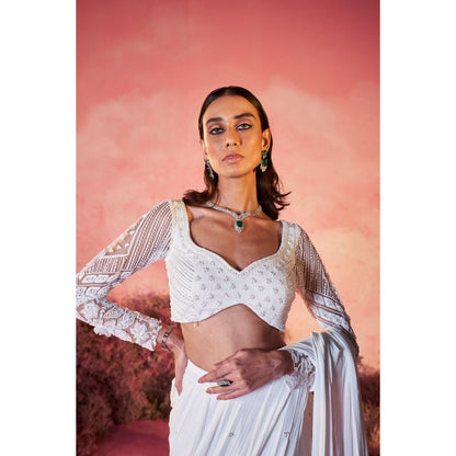 PARUL GANDHI Sitara Drape Saree with Stitched Blouse with Stitched