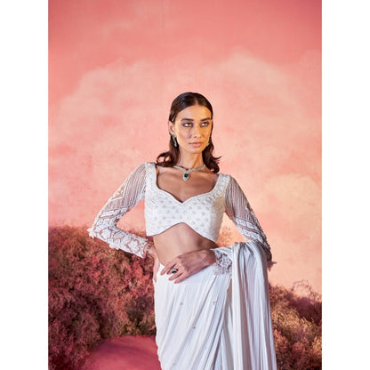 PARUL GANDHI Sitara Drape Saree with Stitched Blouse with Stitched