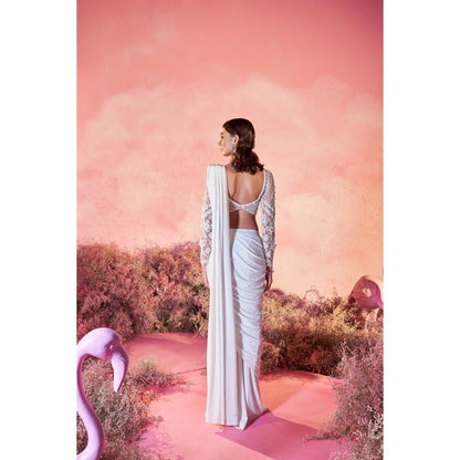 PARUL GANDHI Sitara Drape Saree with Stitched Blouse with Stitched