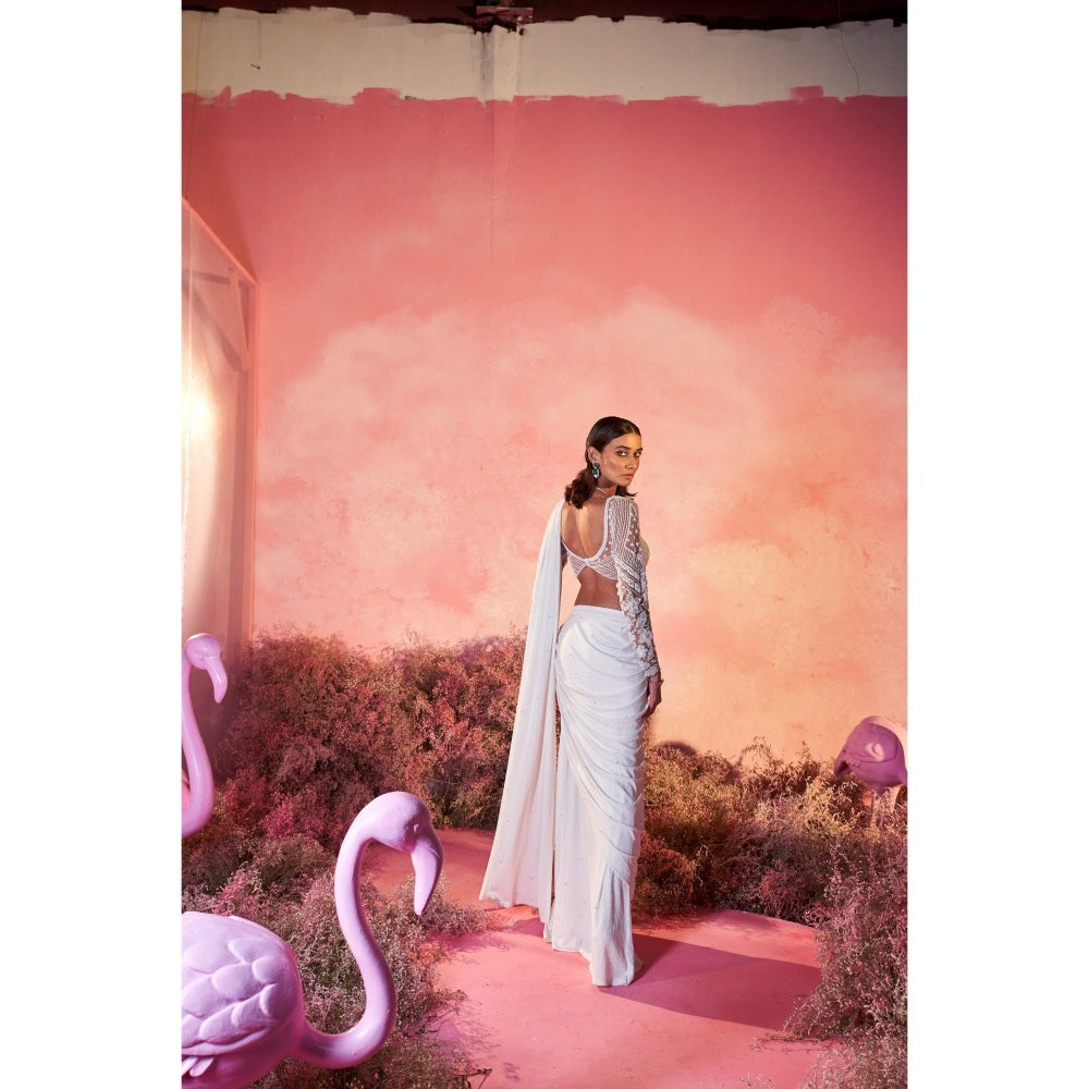 PARUL GANDHI Sitara Drape Saree with Stitched Blouse with Stitched