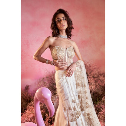 PARUL GANDHI Chand Drape Saree with Stitched Blouse with Stitched