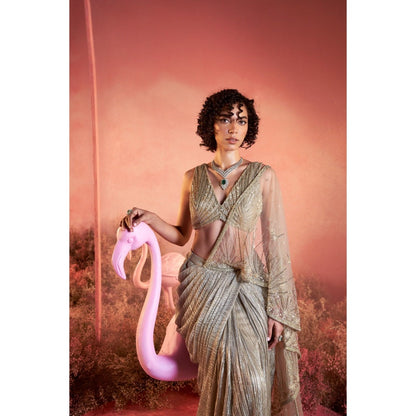 PARUL GANDHI Zoya Drape Saree with Stitched Blouse with Stitched