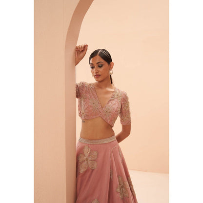 PARUL GANDHI Orchid Pink Blouse with Lehenga & Dupatta (Set of 3)