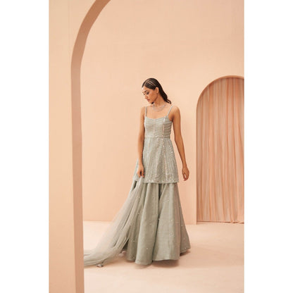 PARUL GANDHI Mint Mirror Kurta with Lehenga & Dupatta (Set of 3)