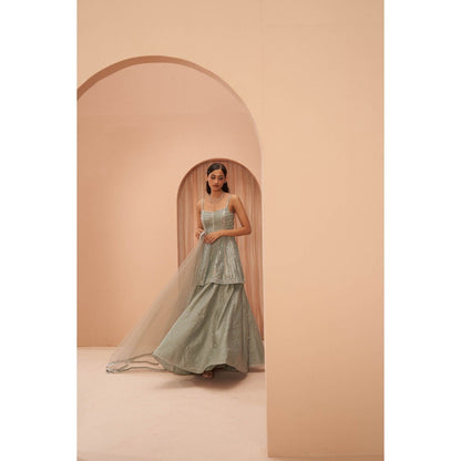 PARUL GANDHI Mint Mirror Kurta with Lehenga & Dupatta (Set of 3)