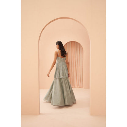 PARUL GANDHI Mint Mirror Kurta with Lehenga & Dupatta (Set of 3)