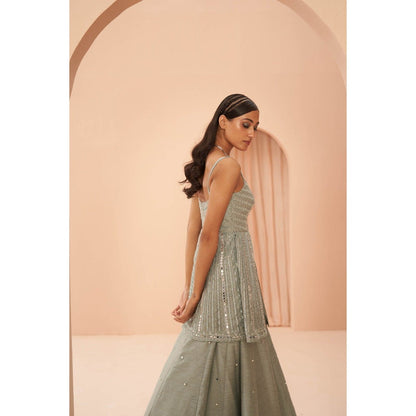 PARUL GANDHI Mint Mirror Kurta with Lehenga & Dupatta (Set of 3)