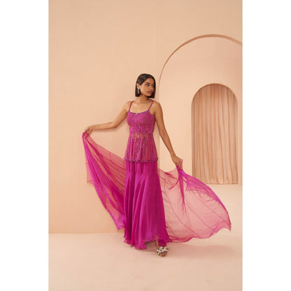 PARUL GANDHI Candy Pink Kurti with Sharara & Dupatta (Set of 3)