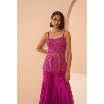 PARUL GANDHI Candy Pink Kurti with Sharara & Dupatta (Set of 3)