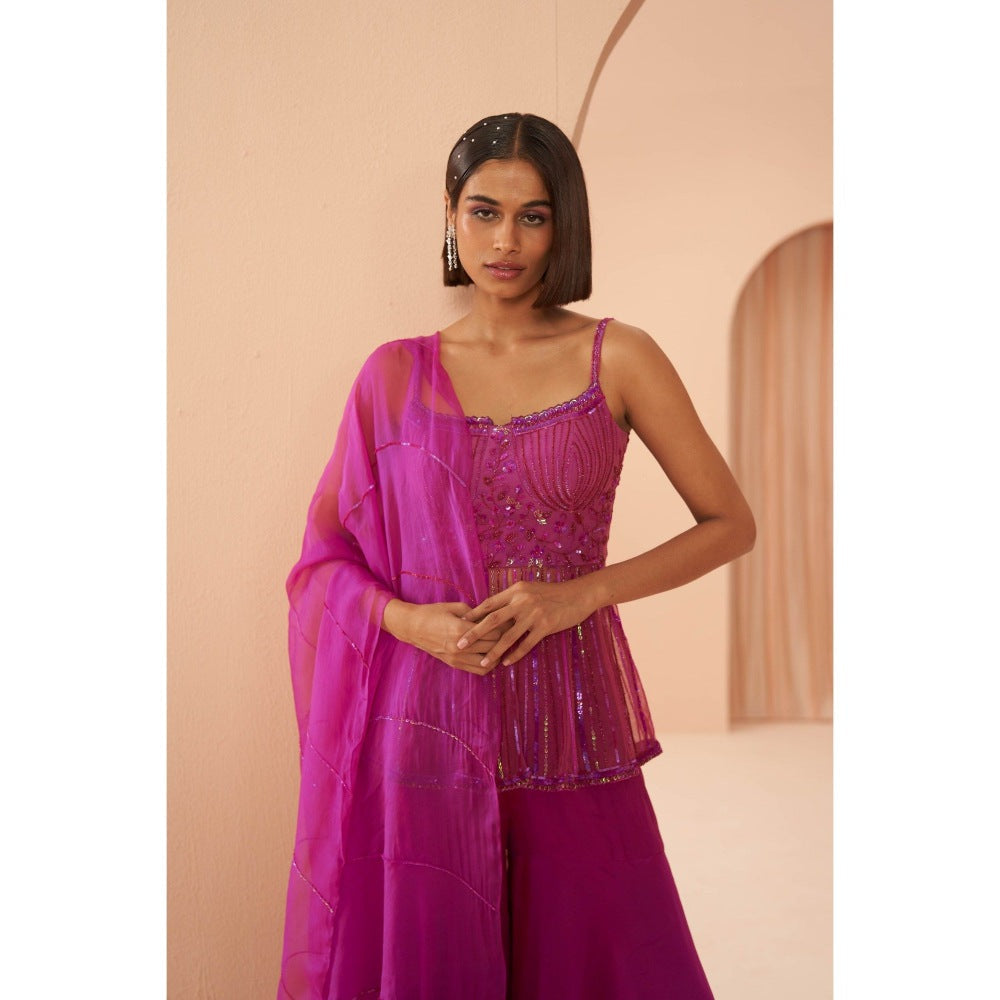 PARUL GANDHI Candy Pink Kurti with Sharara & Dupatta (Set of 3)