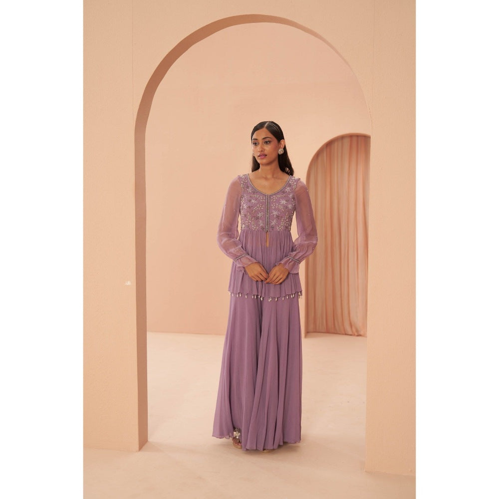 PARUL GANDHI Lilac Breeze Kurti with Sharara (Set of 2)