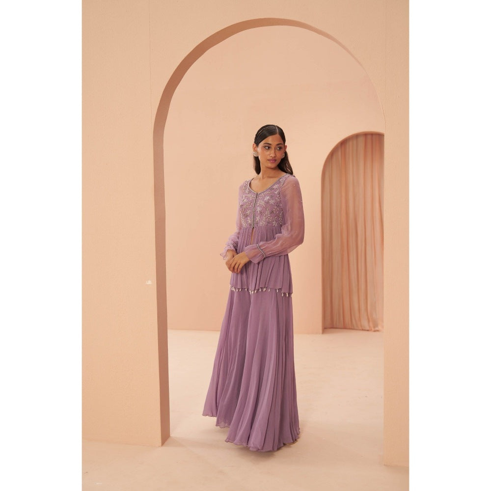 PARUL GANDHI Lilac Breeze Kurti with Sharara (Set of 2)