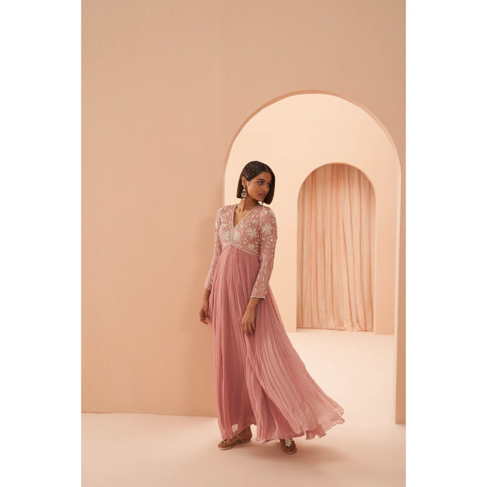 PARUL GANDHI Orchid Anarkali with Dupatta (Set of 2)