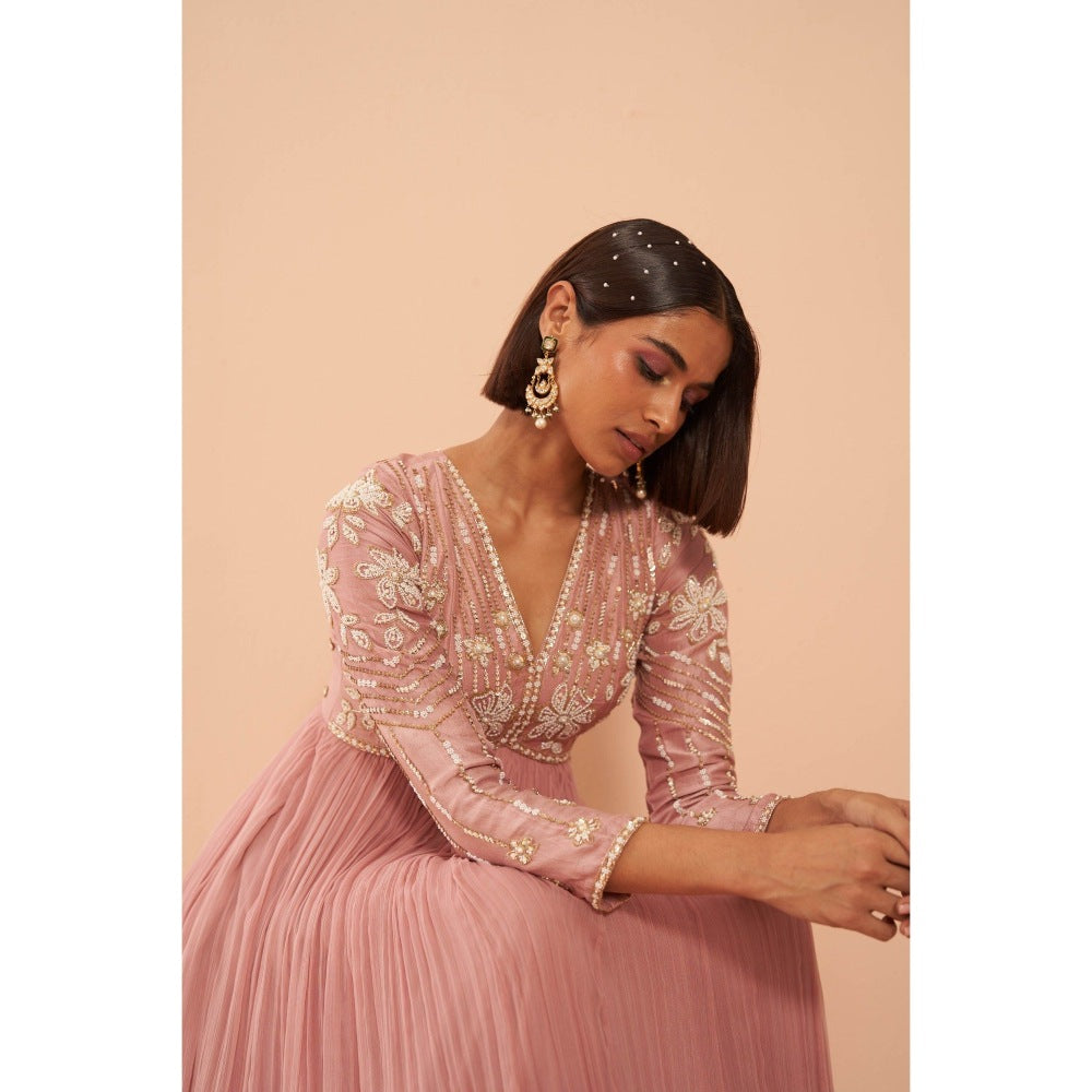 PARUL GANDHI Orchid Anarkali with Dupatta (Set of 2)