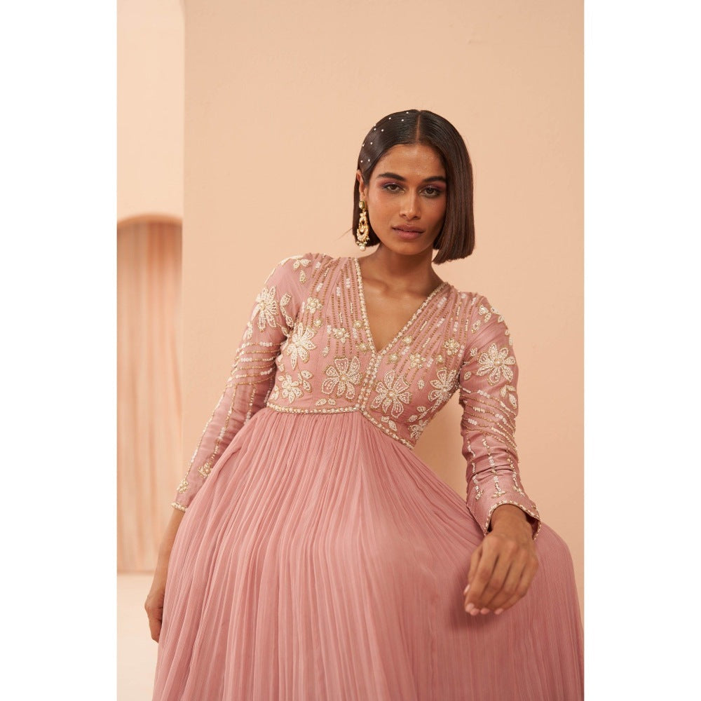 PARUL GANDHI Orchid Anarkali with Dupatta (Set of 2)