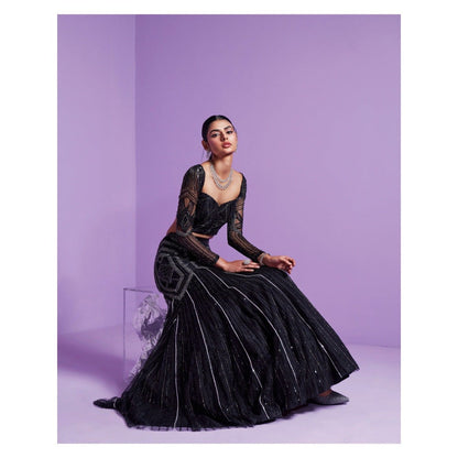 PARUL GANDHI Shooting Star Blouse with Lehenga& Dupatta (Set of 3)