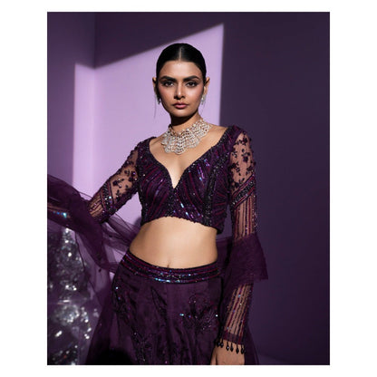 PARUL GANDHI Stellar Blouse with Lehenga Dupatta (Set of 3)