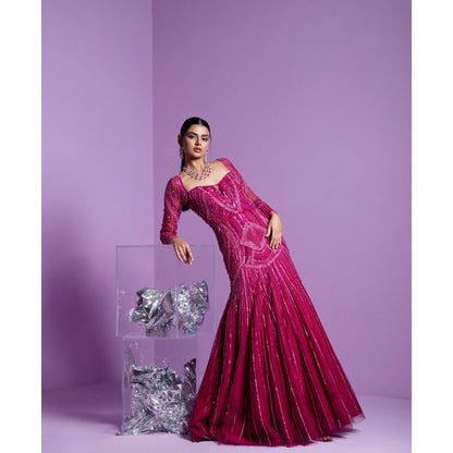 PARUL GANDHI Prism Embellished Pink Gown