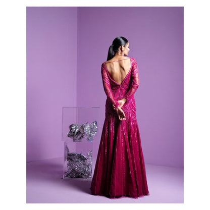 PARUL GANDHI Prism Embellished Pink Gown