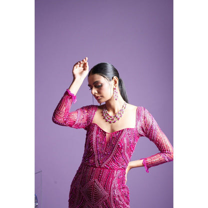 PARUL GANDHI Prism Embellished Pink Gown