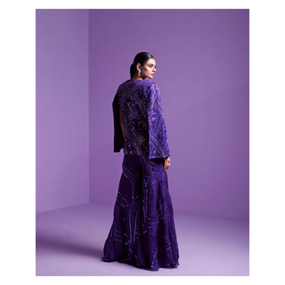 PARUL GANDHI Striking Purple Jacket with Bralette Top & Pant (Set of 3)