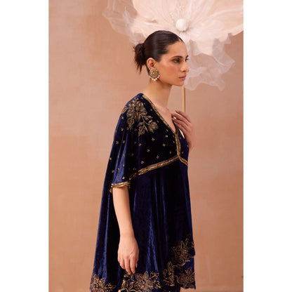 PARUL GANDHI Cobalt Blue Top With Pant (Set of 2)