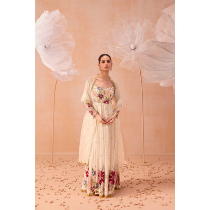 PARUL GANDHI Off White Bagh Anarkali With Dupatta (Set of 2)