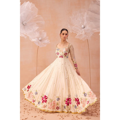 PARUL GANDHI Off White Bagh Anarkali With Dupatta (Set of 2)